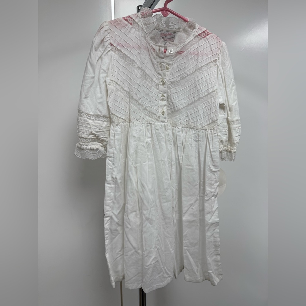 Vintage 90’s White Kids Formal Dress with Lace Accents